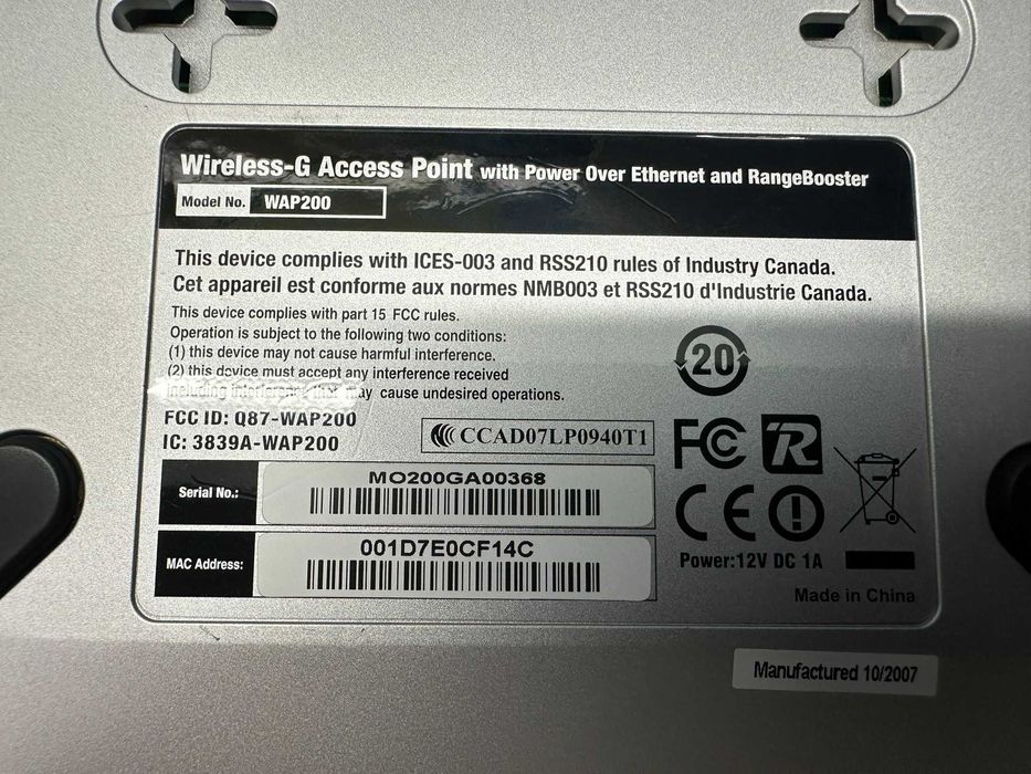 Access Point Linksys WAP 200