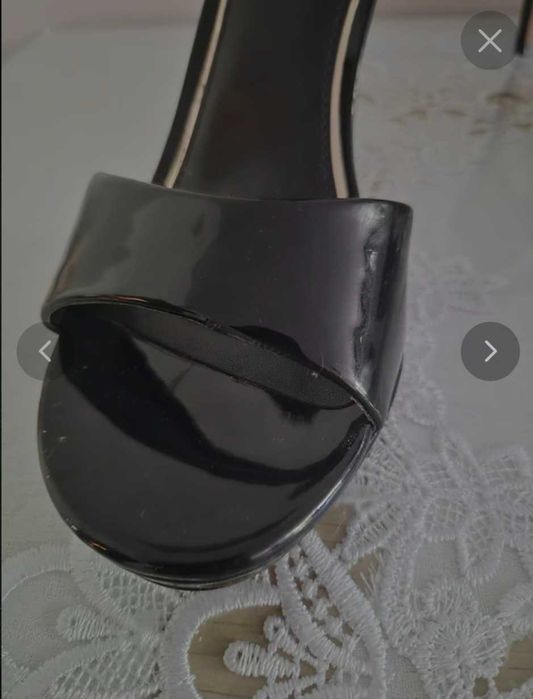 Lakierowane Szpilki czarne Nine West, Sandały na szpilce 39