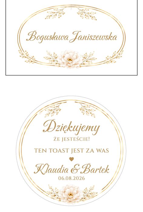 zawieszki i winietki na wesele - papier biały