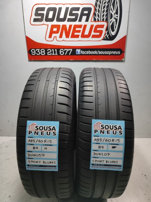 2 pneus semi novos Dunlop 185/60R15 84H Oferta dos Portes