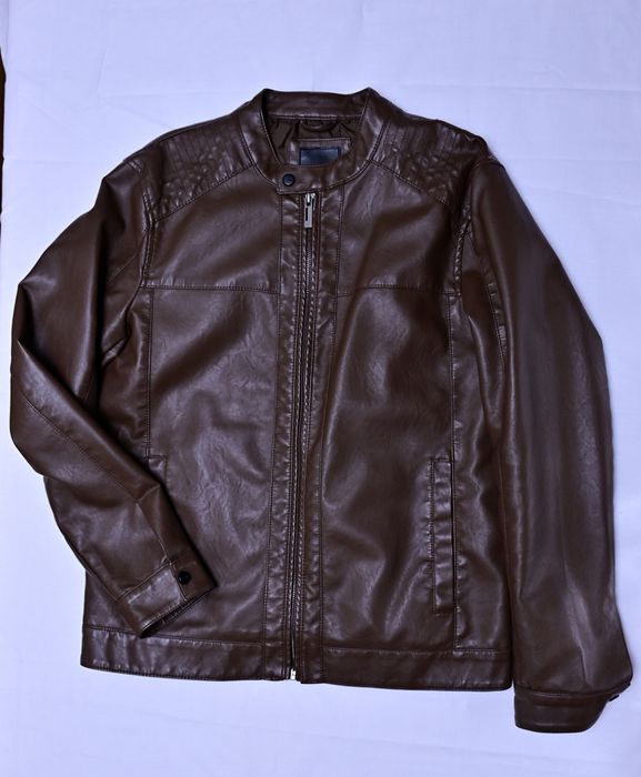 Męska brązowa kurtka z ekoskóry