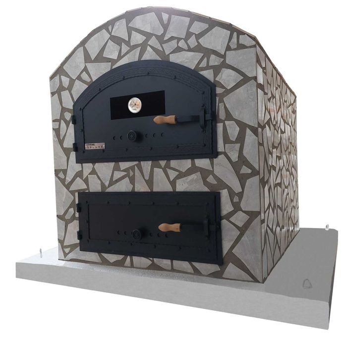 DUO XXL piec chlebowy do pizzy niebezpośrednio dopalany płytki granit