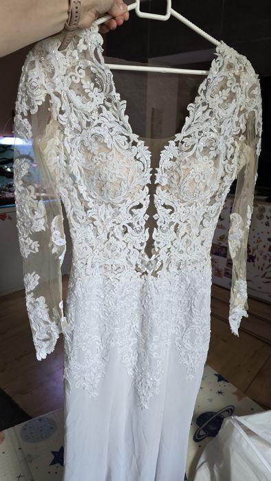 Suknia ślubna r34/36 rybka dopasowana dekold