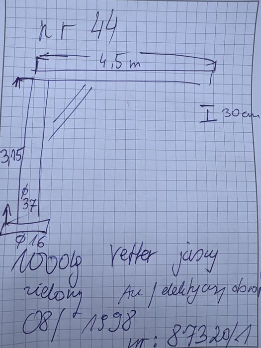 Żuraw obrotowy dźwig Słupowy Vetter 1000kg suwnica