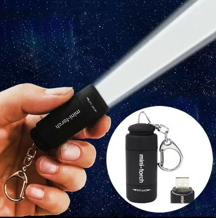 Мини фонарик брелок usb Mini-torch, водонепроницаемый, Черный