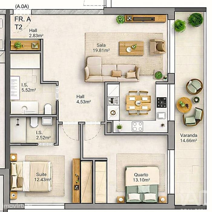 Apartamento T2 em Leiria, Pousos, Barreira e Cortes de 85,00 m2