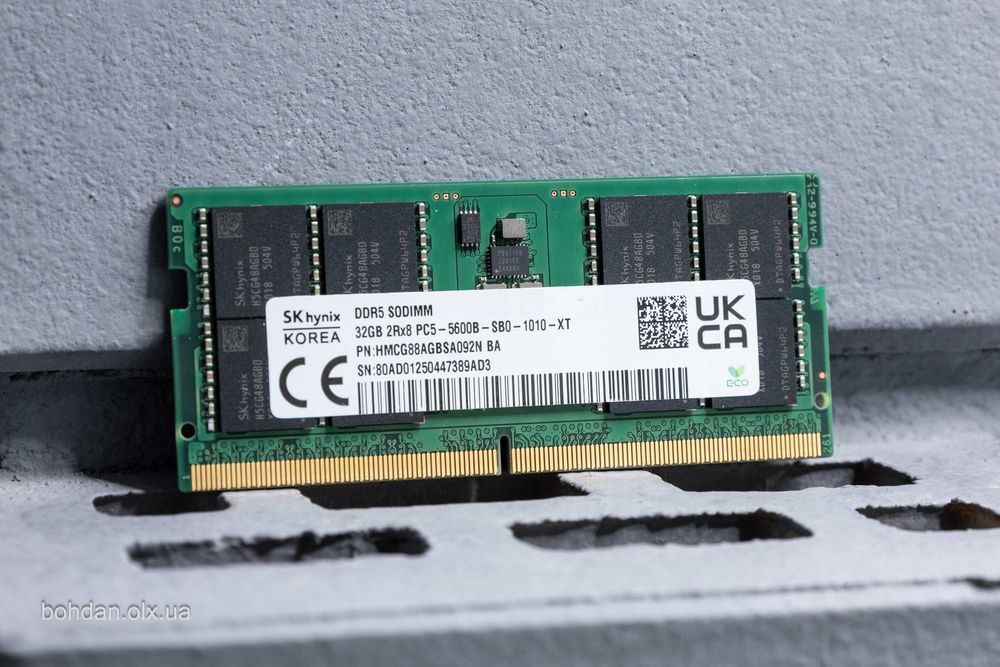 Пам'ять 32GB SK hynix DDR5-5600 SODIMM RAM HMCG88AGBSA092N HMCG88AGBSA095N