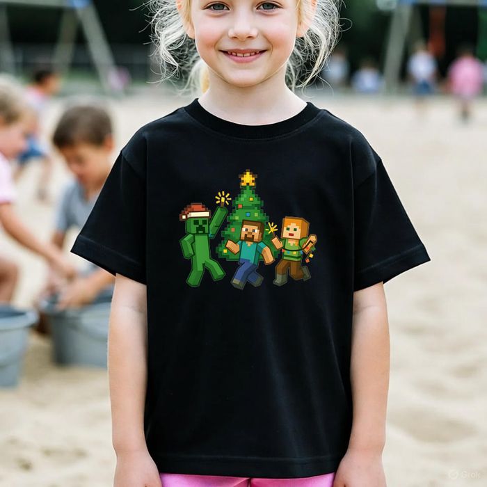 Koszulka dziecięca czarna creeper w minecraft prezent święta 116