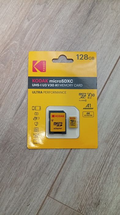 Карта памяти Kodak microSDXC 128GB UHS-I U3 V30 A1