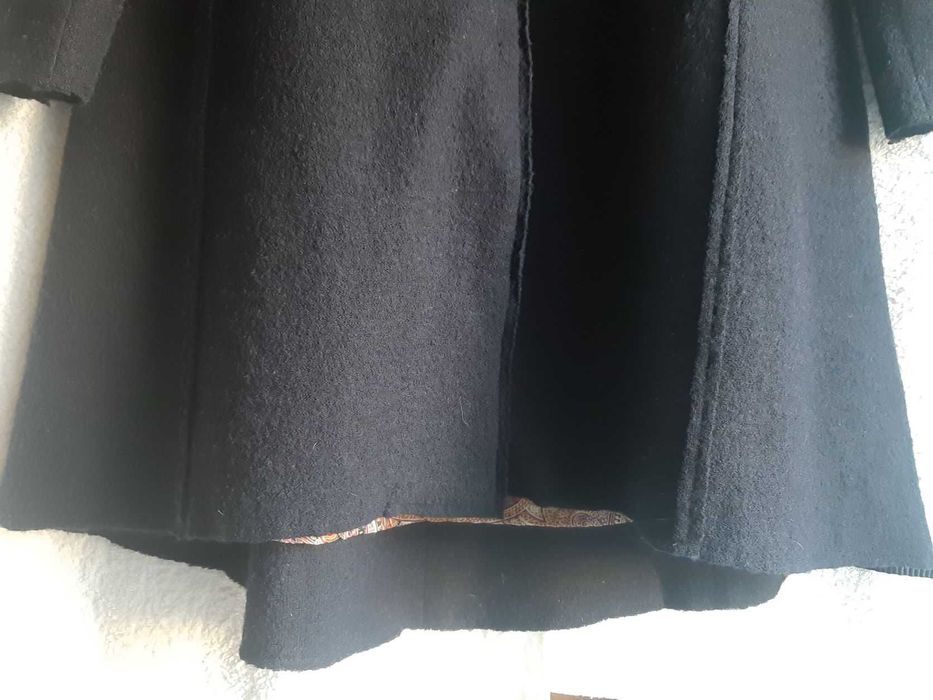 Czarny cienki płaszcz, 100% wełna, Passport, r. M/L