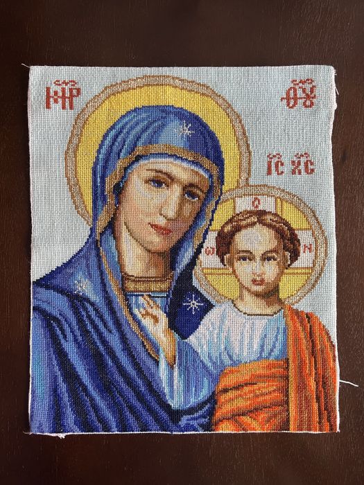 Ікона Казанської Пресвятої Богородиці вишита хрестиком