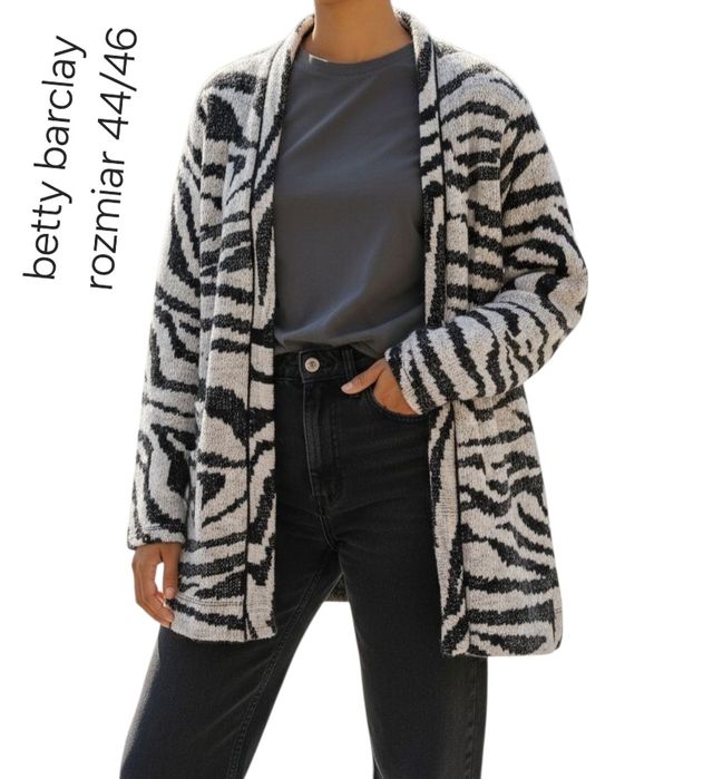 Narzutka kardigan betty barclay zebra rozmiar 44/46