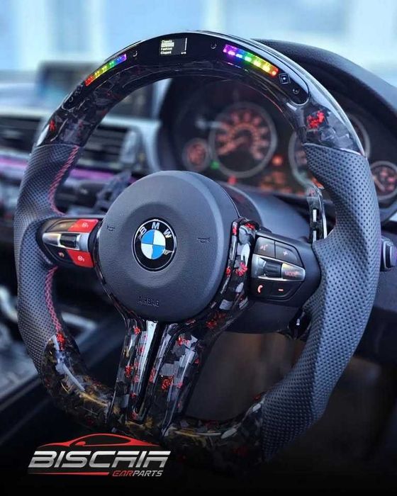 Volante BMW Carbono Flakes LED Serie 1 a 7 X1 X2 X3 X4 X5 X6 GT