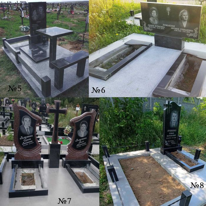 Пам'ятники з граніту габро, базальт, покост. Бетонування, встановлення