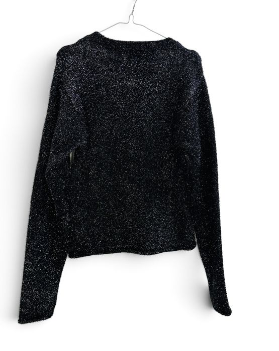 Sweter czarny z metaliczną nitką glam M