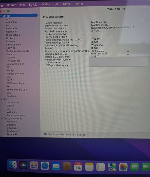 Macbook Pro Retina 13 cali 2015 SSD 125GB