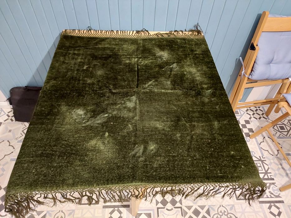 Obrus welurowy vintage zielony