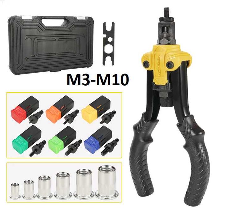 Alicate rebitar roscas/porcas M3 a M10 - Porcas incluídas!