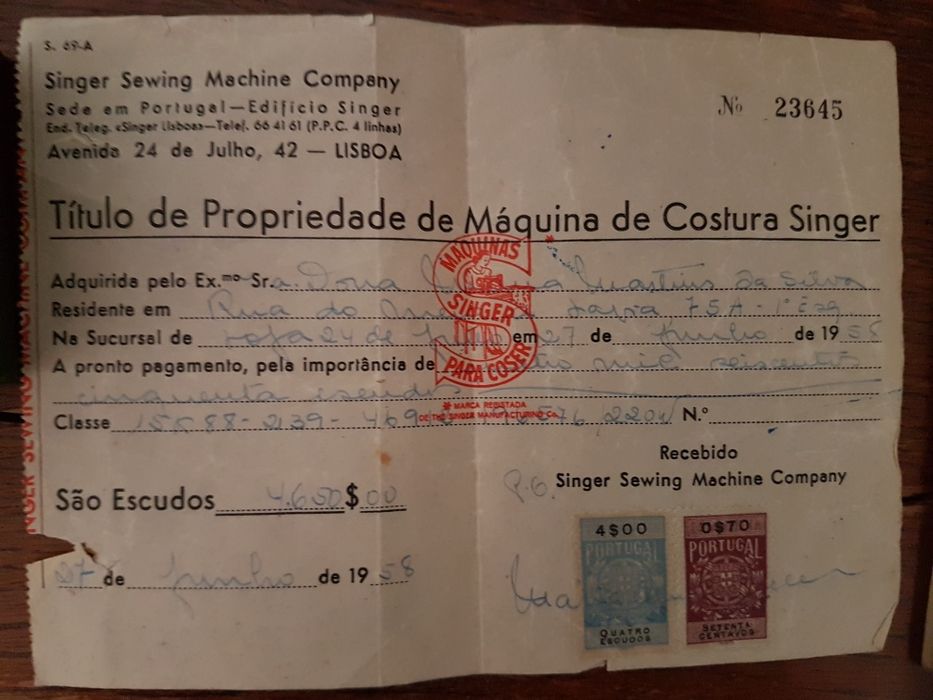 Maquina de costura Singer 1958 antiguidade