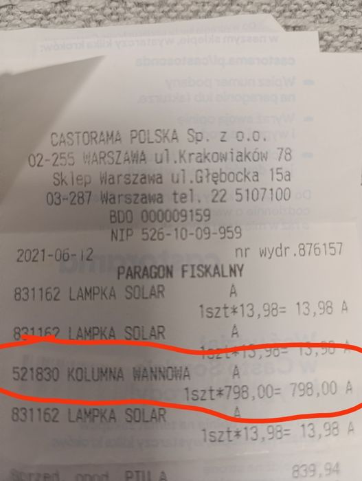 Kolumna wannowo prysznicowa