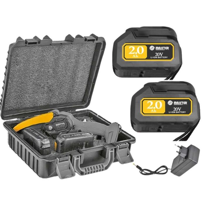 MOCNA Piła łańcuchowa na akumulator MINI + 4x łańcuch DUŻY Zestaw XXL