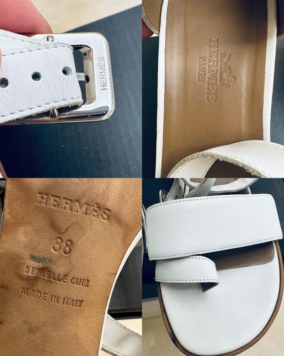 Hermes босоніжки сандалі білі шкіряні кожаные босоножки оригинал кожа