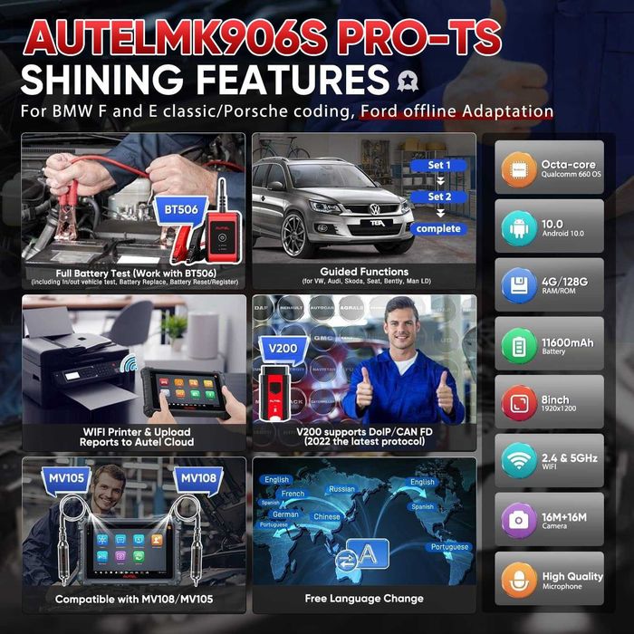 Autel MaxiCOM MK906S PRO2-TS KIT Maquina Diagnóstico OBD +40 Funções /TPMS (NOVO)