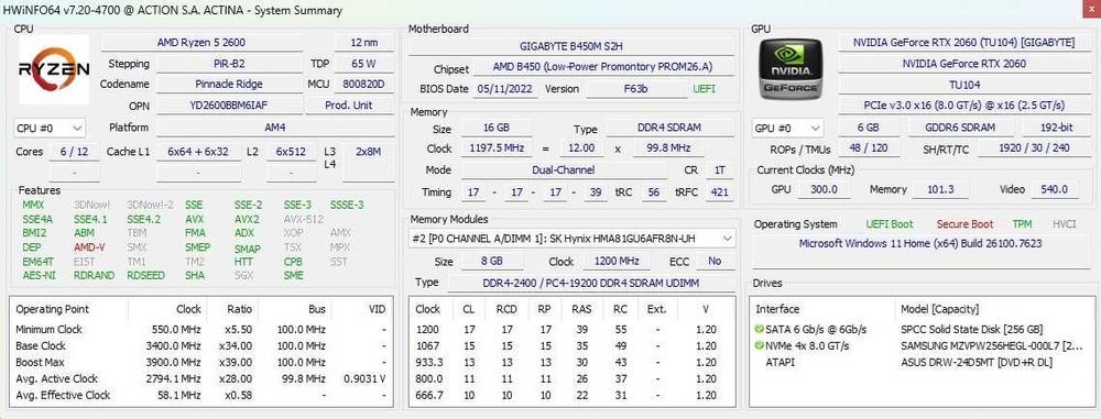 Komputer PC, też do gier AMD Ryzen 5 2600, 16GB Ram, RTX 2060, Monitor