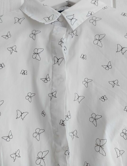 Koszula z długim rękawem, biała w motyle, MOHITO, rozm. 36