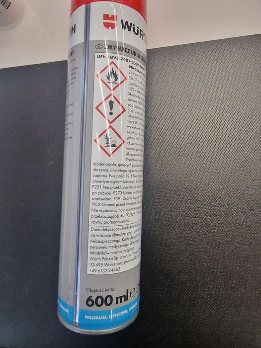 Zmywacz uniwersalny  wurth 600ml nowy