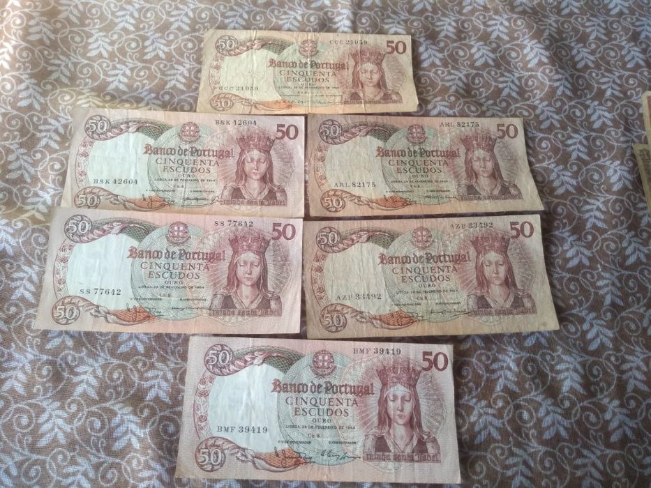 Lote 6 Notas 50 Escudos 1964/ 35 euros