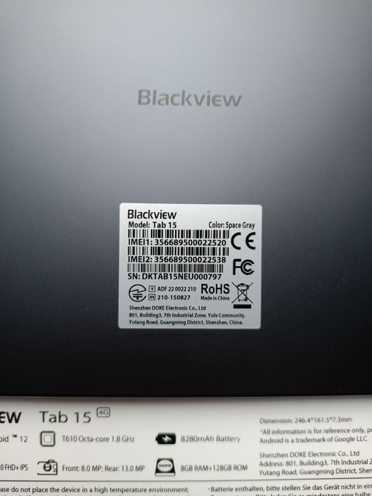 Планшет Blackview Tab 15 8/128GB Space Gray