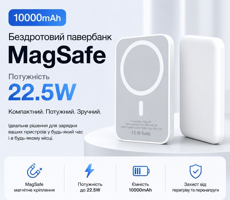 Магнітний павербанк MagSafe Power Bank на 10000mAh 22.5W