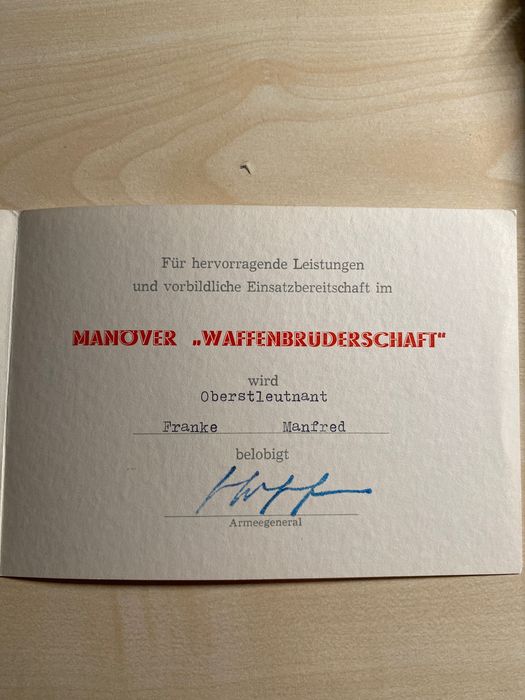 Heinz Hoffmann minister obrony NRD autograf