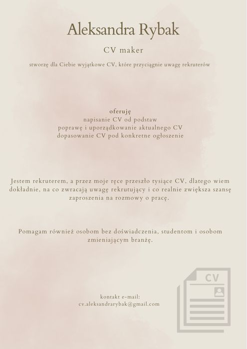 Pisanie CV usługi kompleksowe