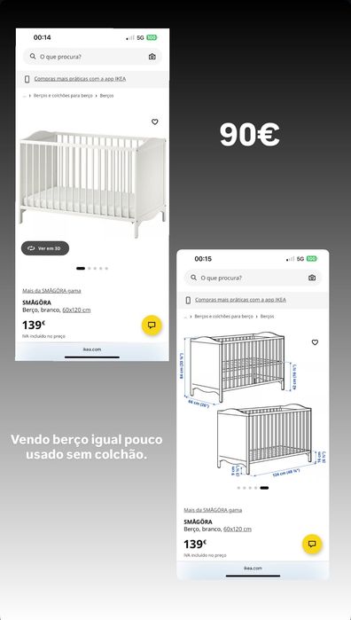 Berço do Ikea com pouco uso