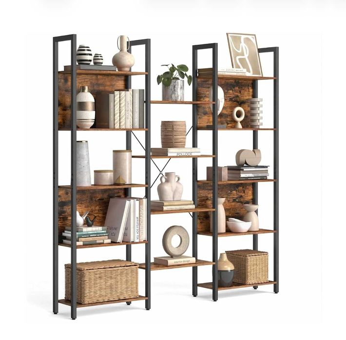 Regał wąski na książki rustykalny industrialny 158 × 24 × 166 cm