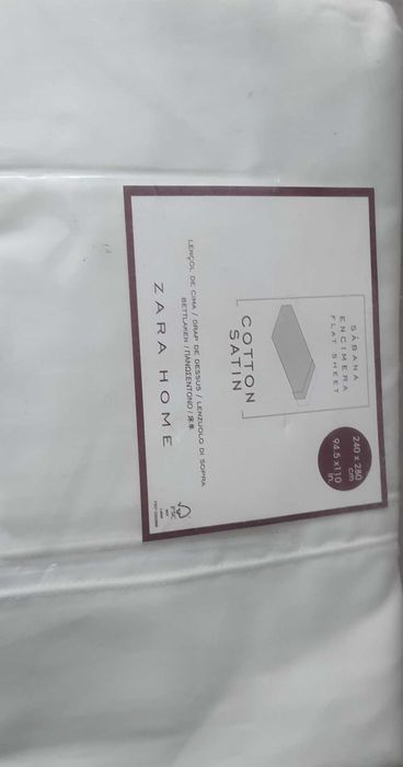 ZARA HOME prześcieradło wierzchnie 240x280 100% bawełna satynowa