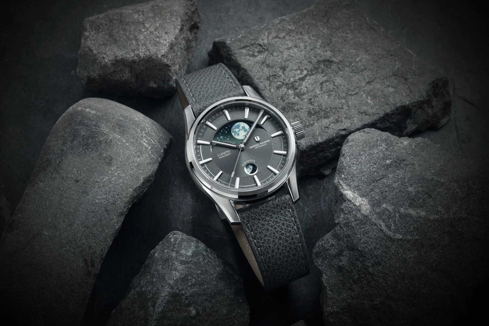 NMI LUNØR Shore Grey – automat, moonphase, pasek + bransoleta