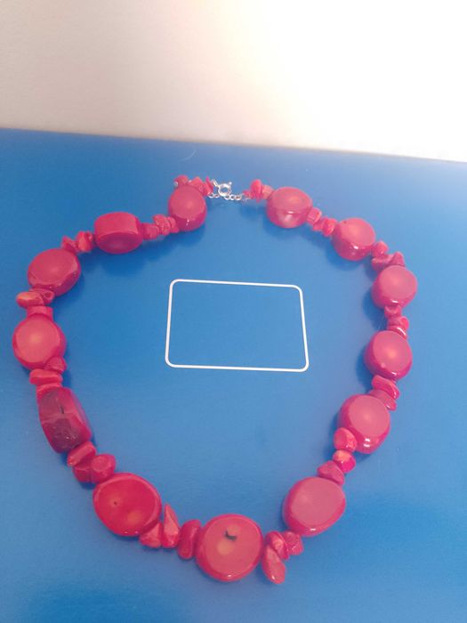 Koral naturalny czerwony sznur srebro925 naszyjnik 1