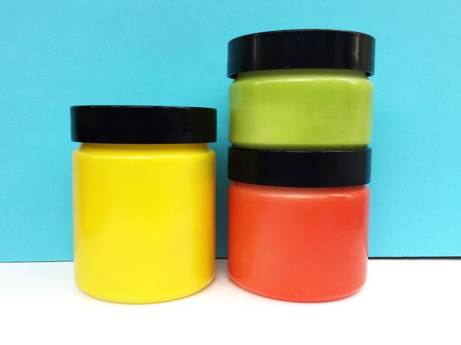 Conjunto de 3 Frascos Antigos de Vidro Colorido, anos 60, EUA