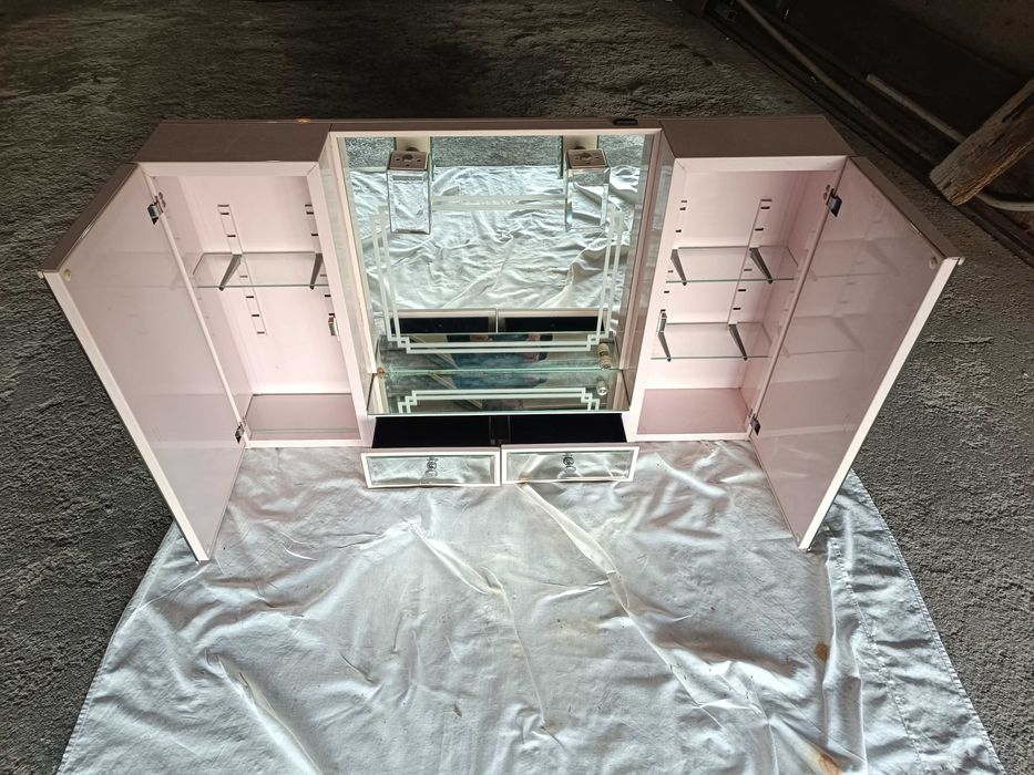 Armário WC com espelho [Rosa]