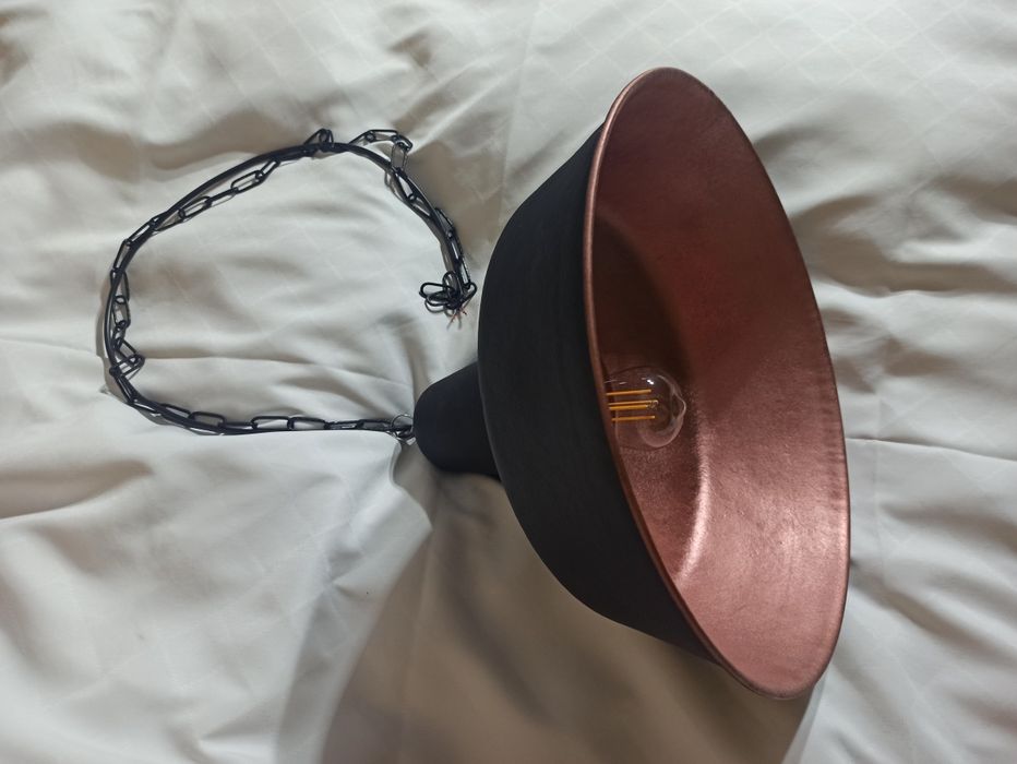 Lampy industrialne, loft, przemysłowe po renowacji -czarny mat i miedź