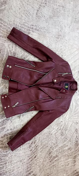 Кожанка бардовая. Размер xs-s