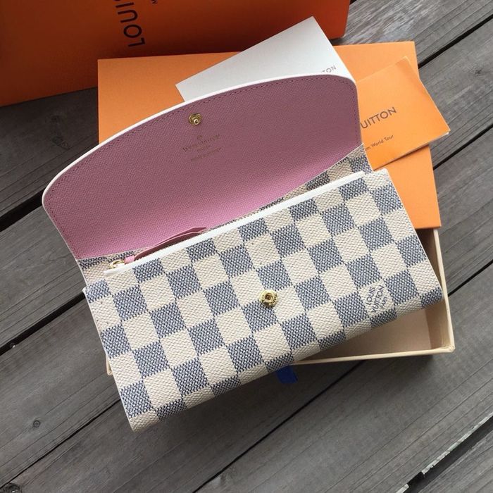 Wyprzedaż Portfel LV Louis Vuitton Emilie biała kratka monogram canvas