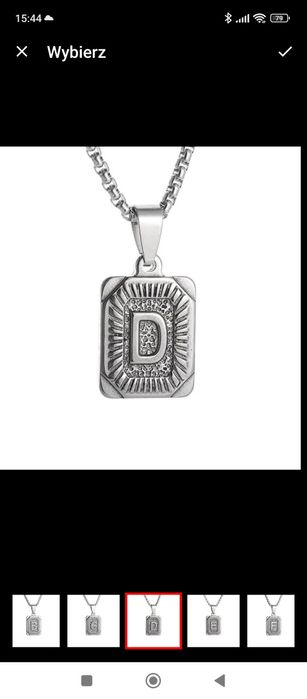 Łańcuszek męski z monogramem litery D