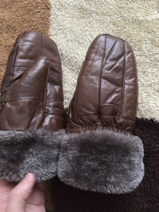 Rekawiczki skorzane z misiem