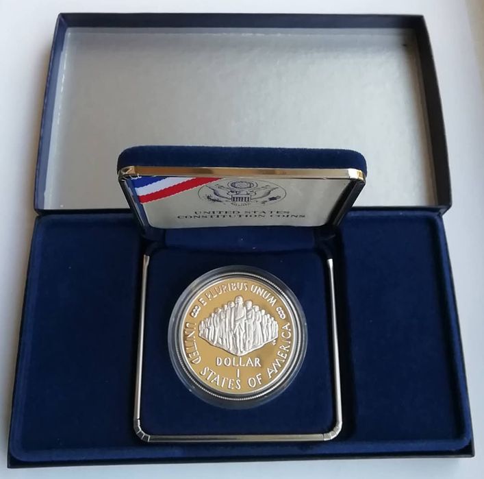 США 1 долар 1987р. СРІБЛО. ПРУФ. 200 років Конституції.