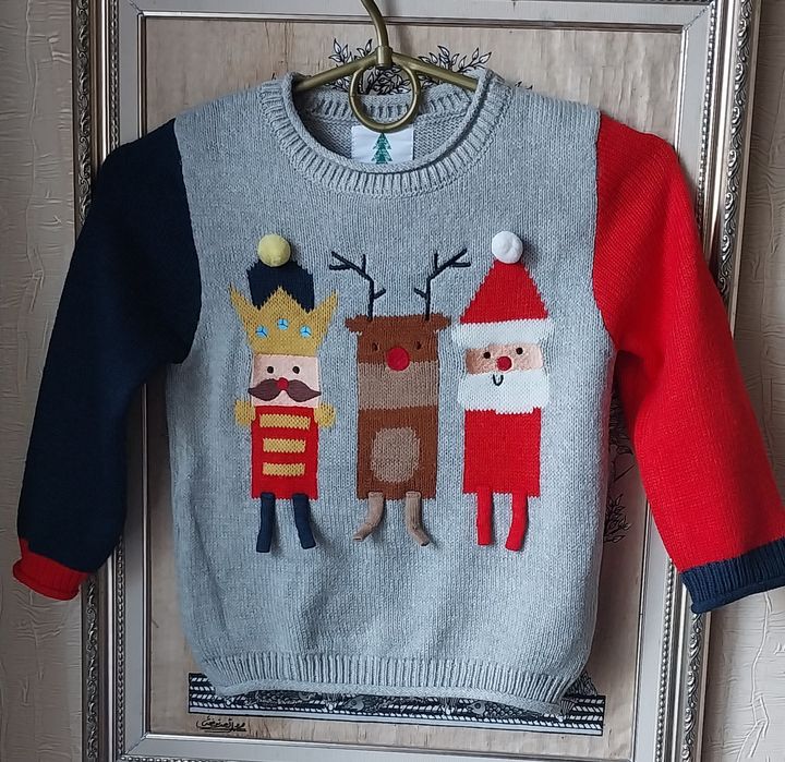 Свитер новогодний   2-3 года  серый