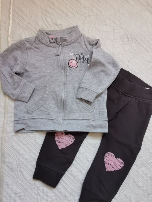 Dresowe spodnie dresowa bluza szary melanż brązowy 80 86 dres mayoral